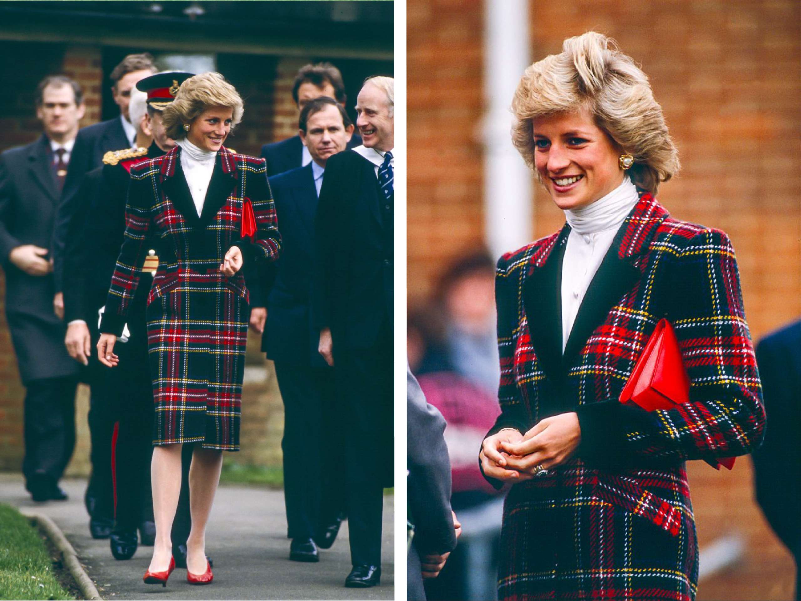 (圖為 Princess Diana 著用格紋套裝。)