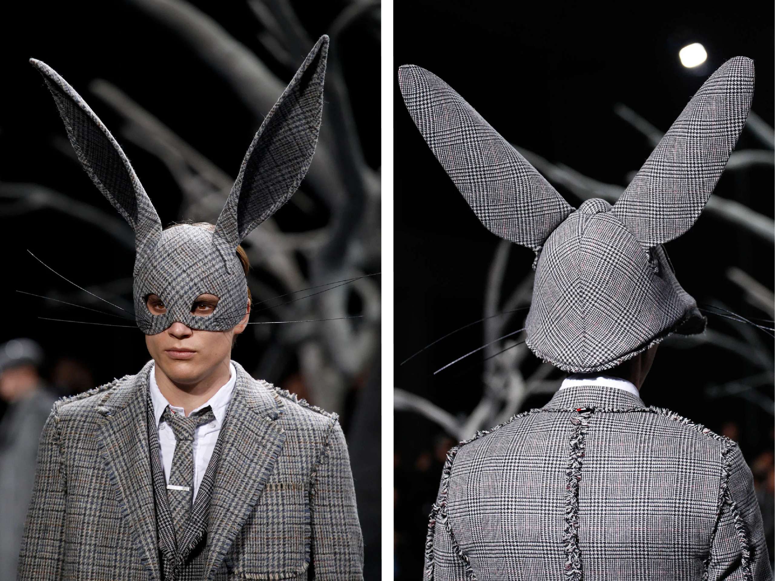 ( Thom Browne AW14 可以看見模特兒配戴各式動物頭飾。)
