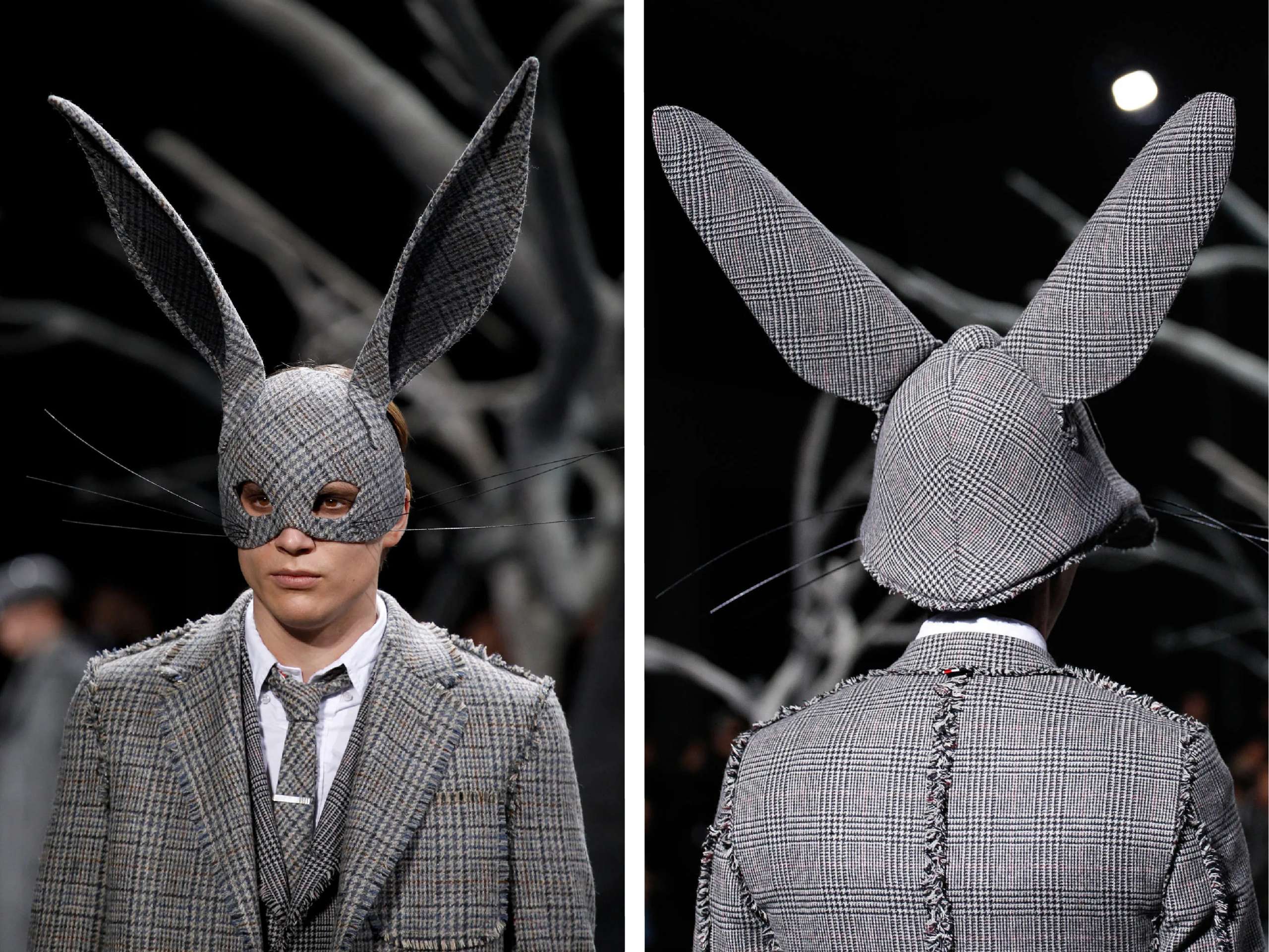 （ Thom Browne AW14 可以看見模特兒配戴各式動物頭飾。）