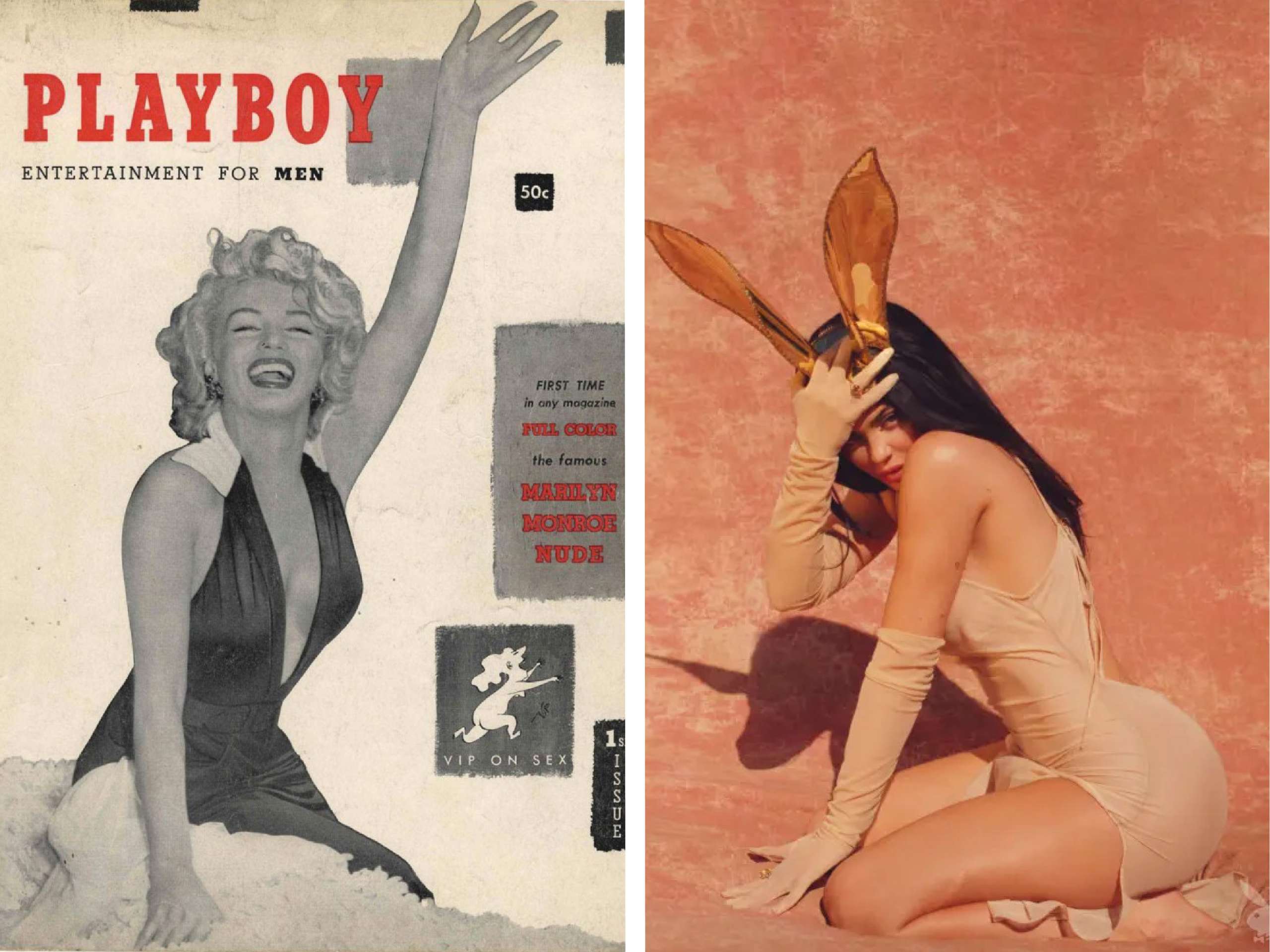 （ Marilyn Monroe 作為 Playboy 創刊封面，Kylie Jenner in Playboy 。）