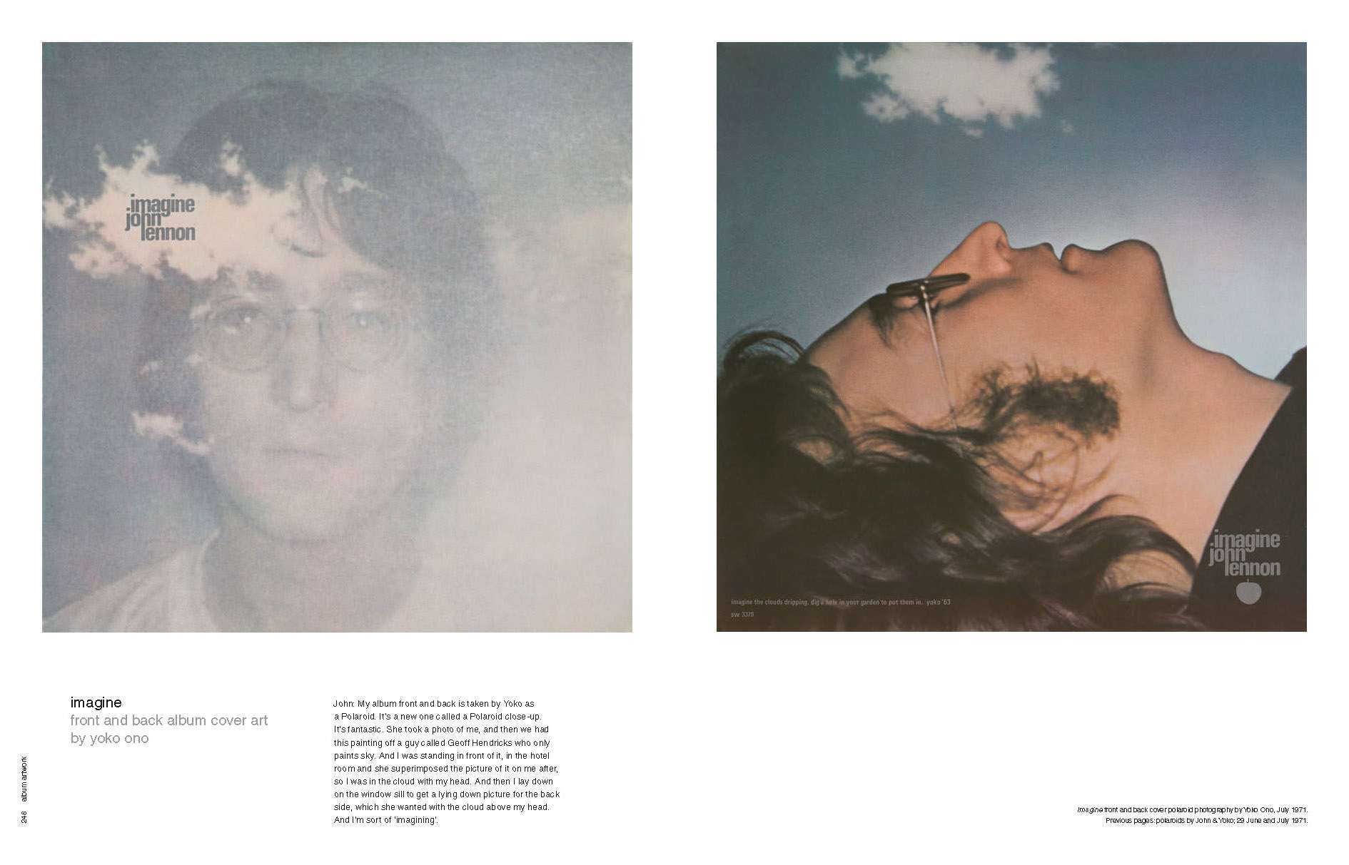 John Lennon《 Imagine 》專輯封面的那片天空與迷濛眼神，是小野洋子為他落實的想像天堂