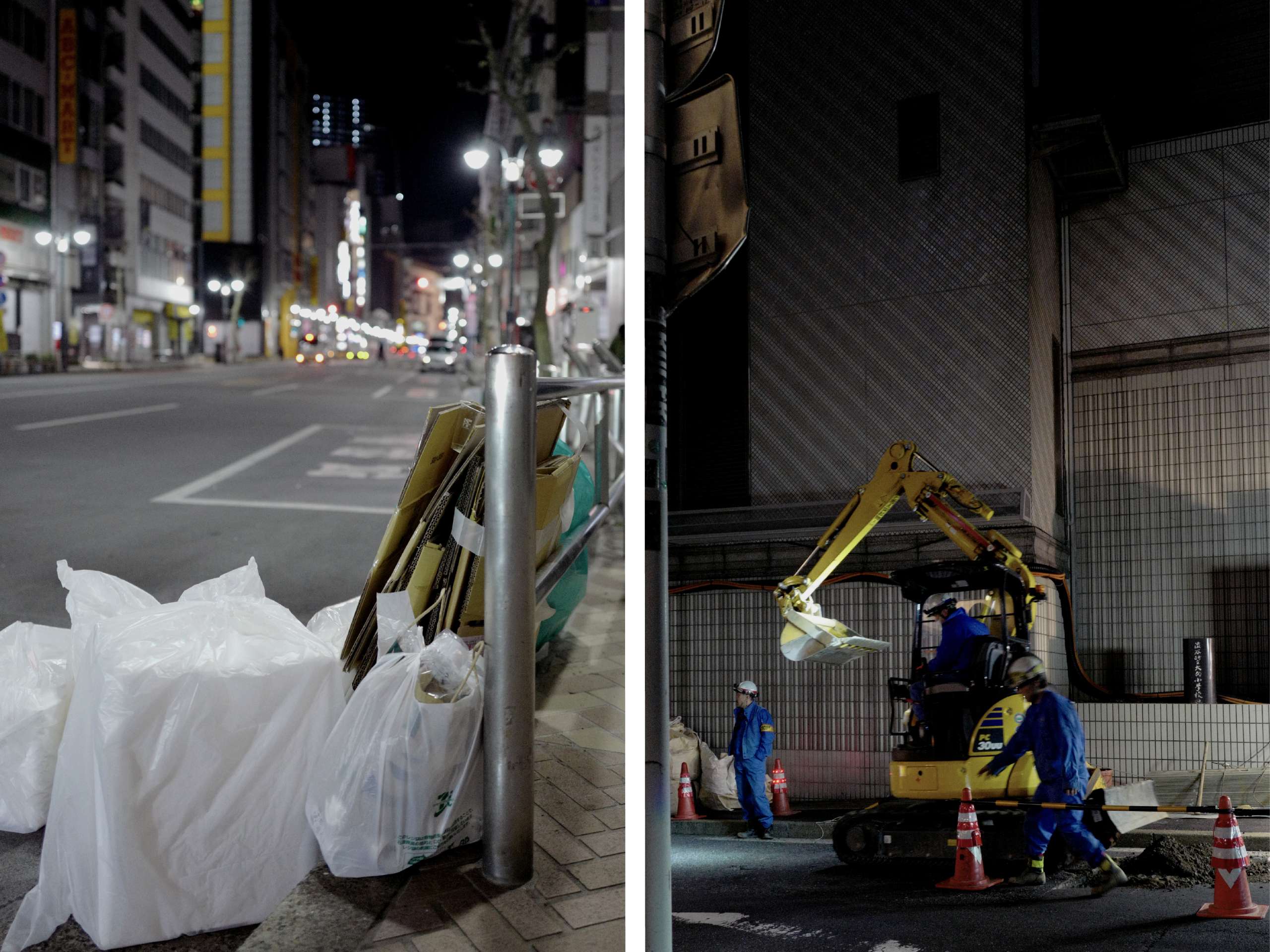 (東京的修繕、更換宣傳品都趁著夜間進行。)