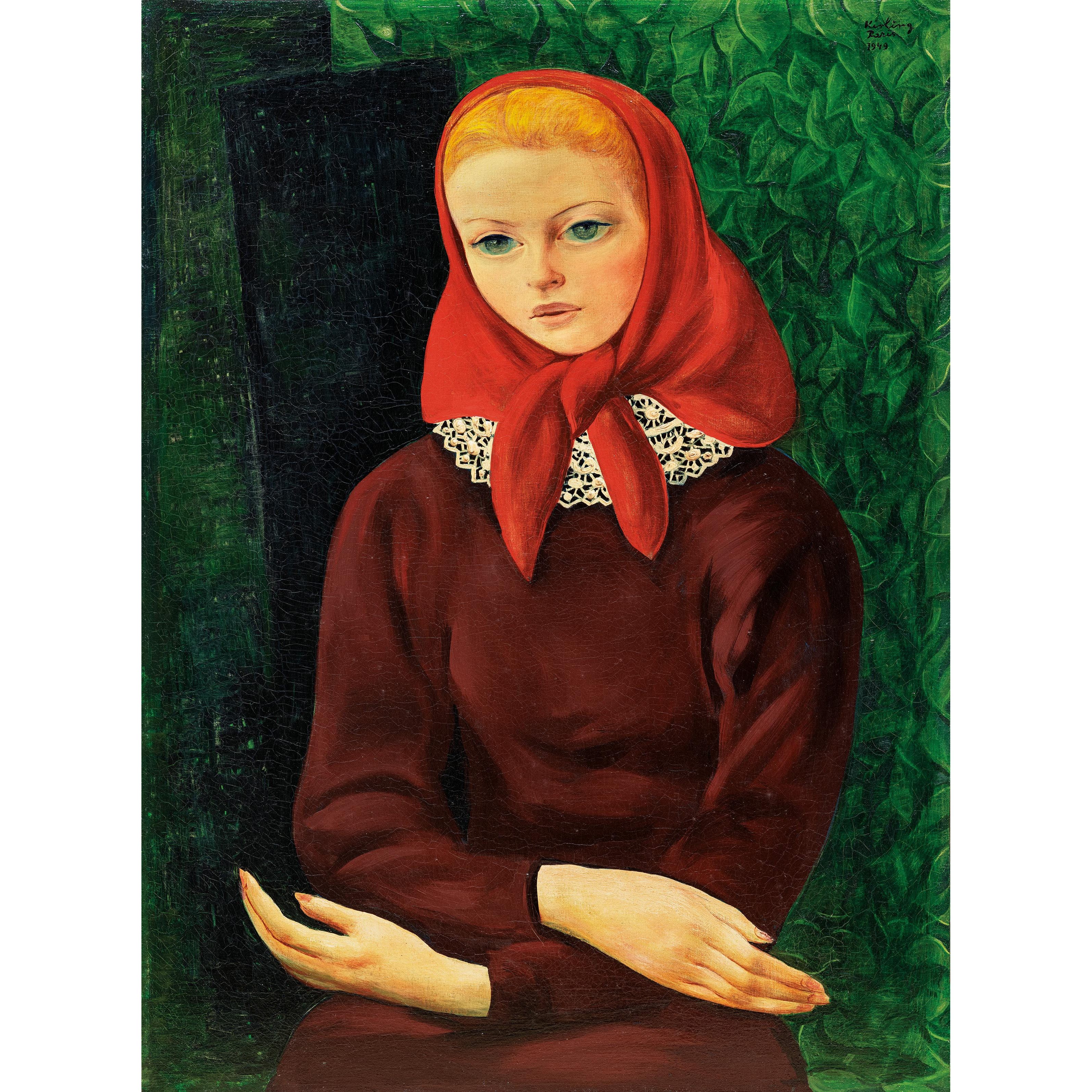巴黎畫派代表莫依斯・奇斯林(Moïse Kisling)《少女坐姿》