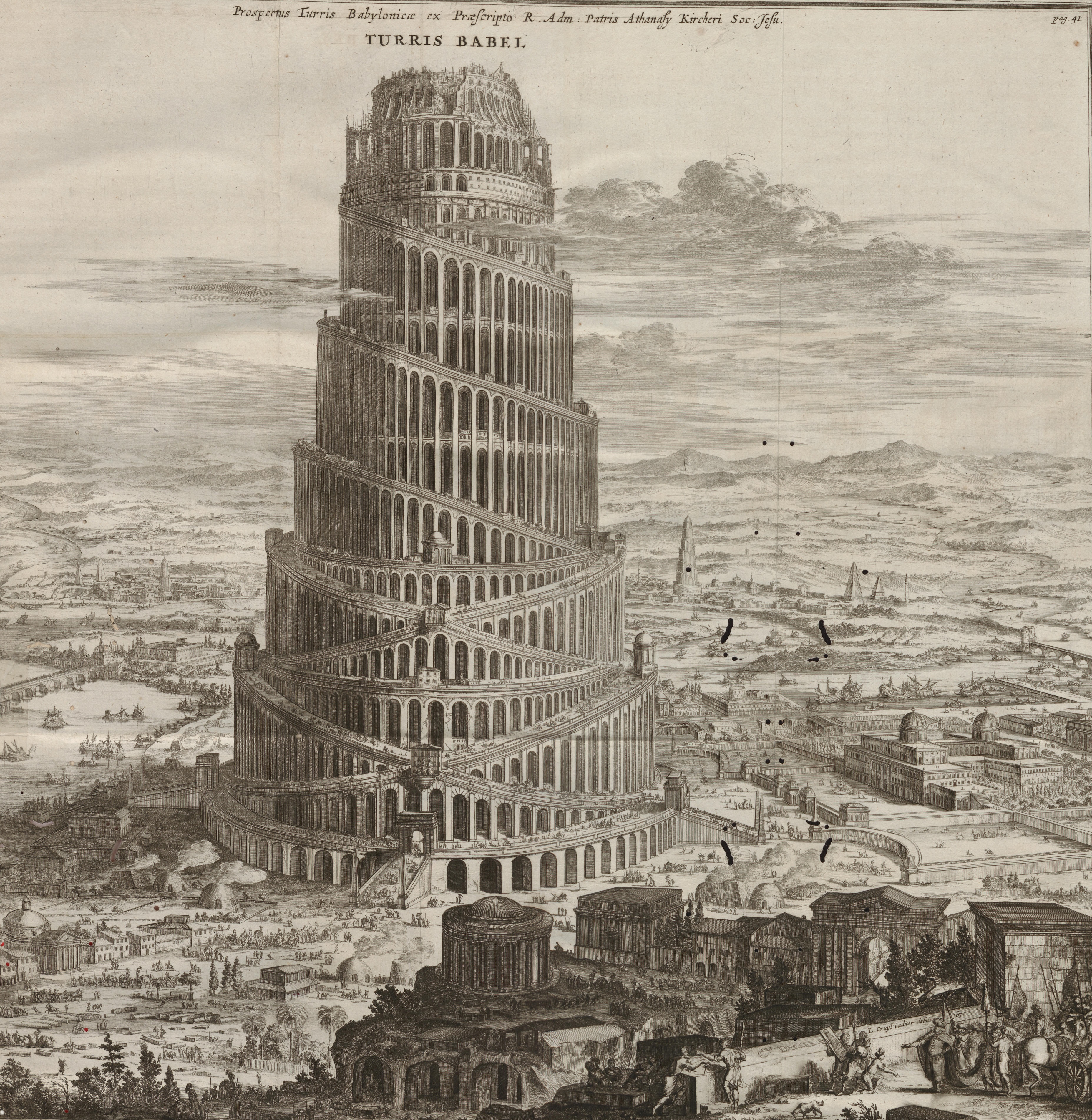 Turris Babel, Athanasius Kircher, 1679, Heidelberg University Library
