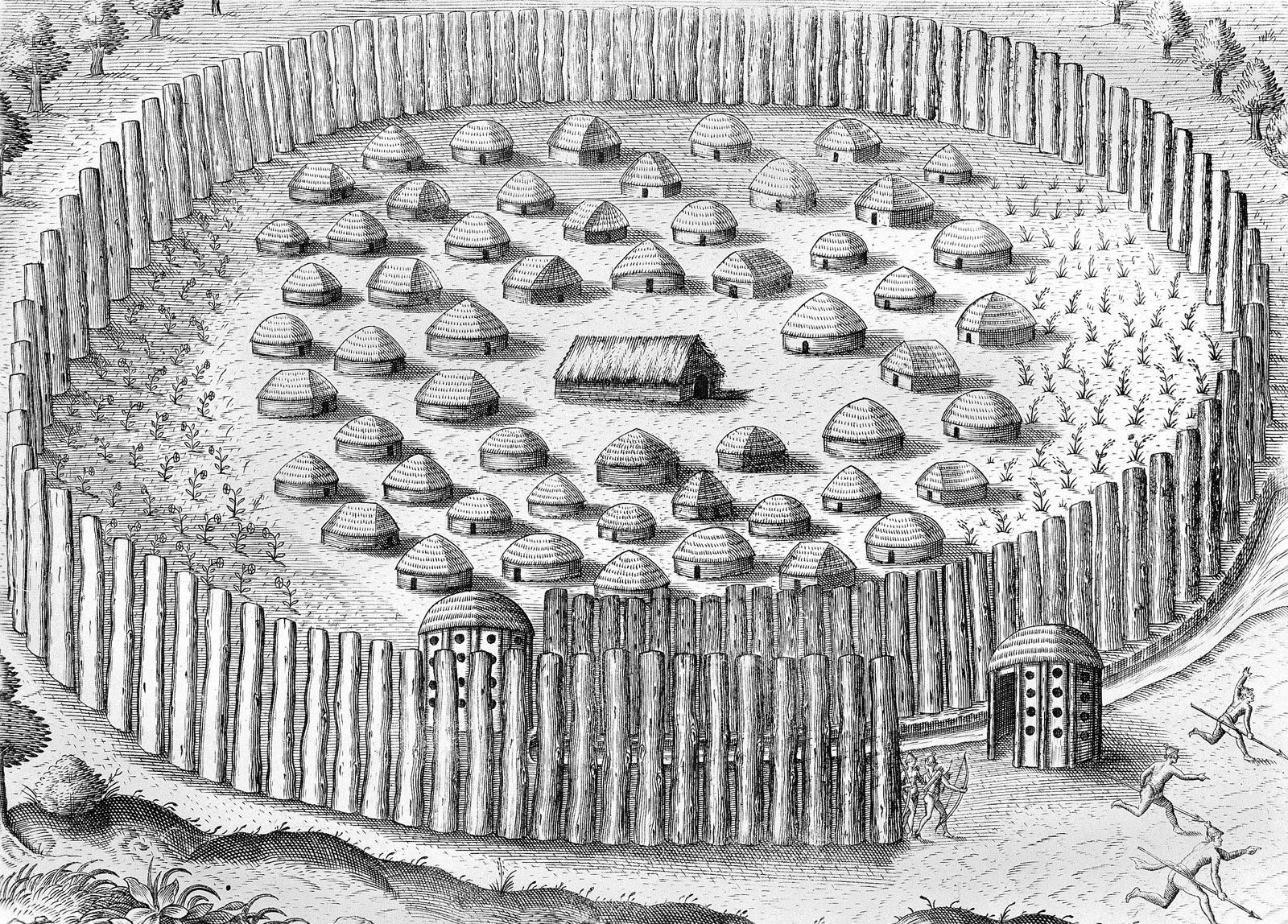 07. A Timucua village, Jacques Le Moyne, 1564, Library of Congress, Washington, D.C.