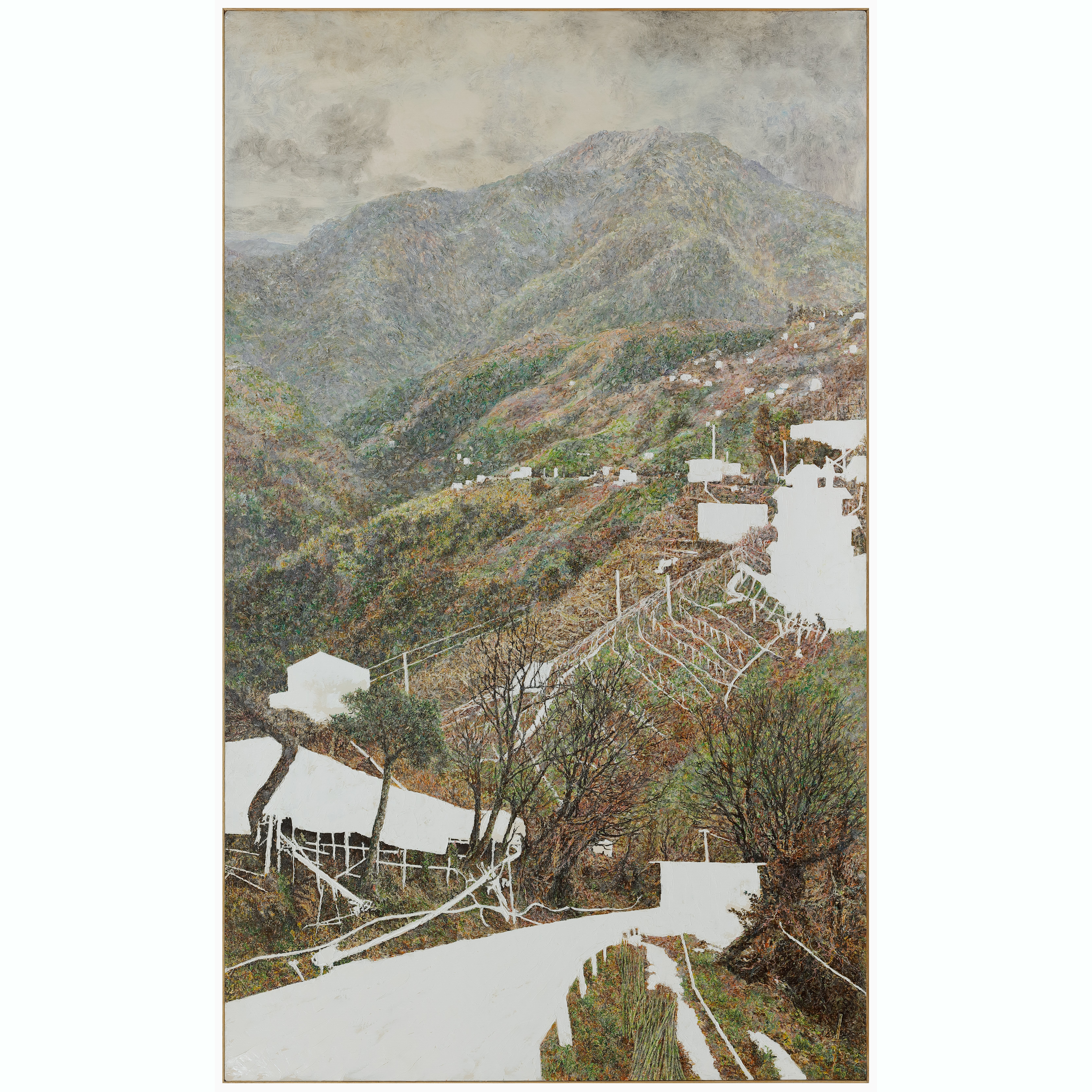 洪天宇 Hung Tien-Yu（1960- 2023），〈中橫三闕 2000〉，1996，油彩、鋁板，畫心162 × 97公分，含框163.3 × 98 cm × 3公分，臺中市立美術館藏。攝影：ANPIS FOTO 王世邦