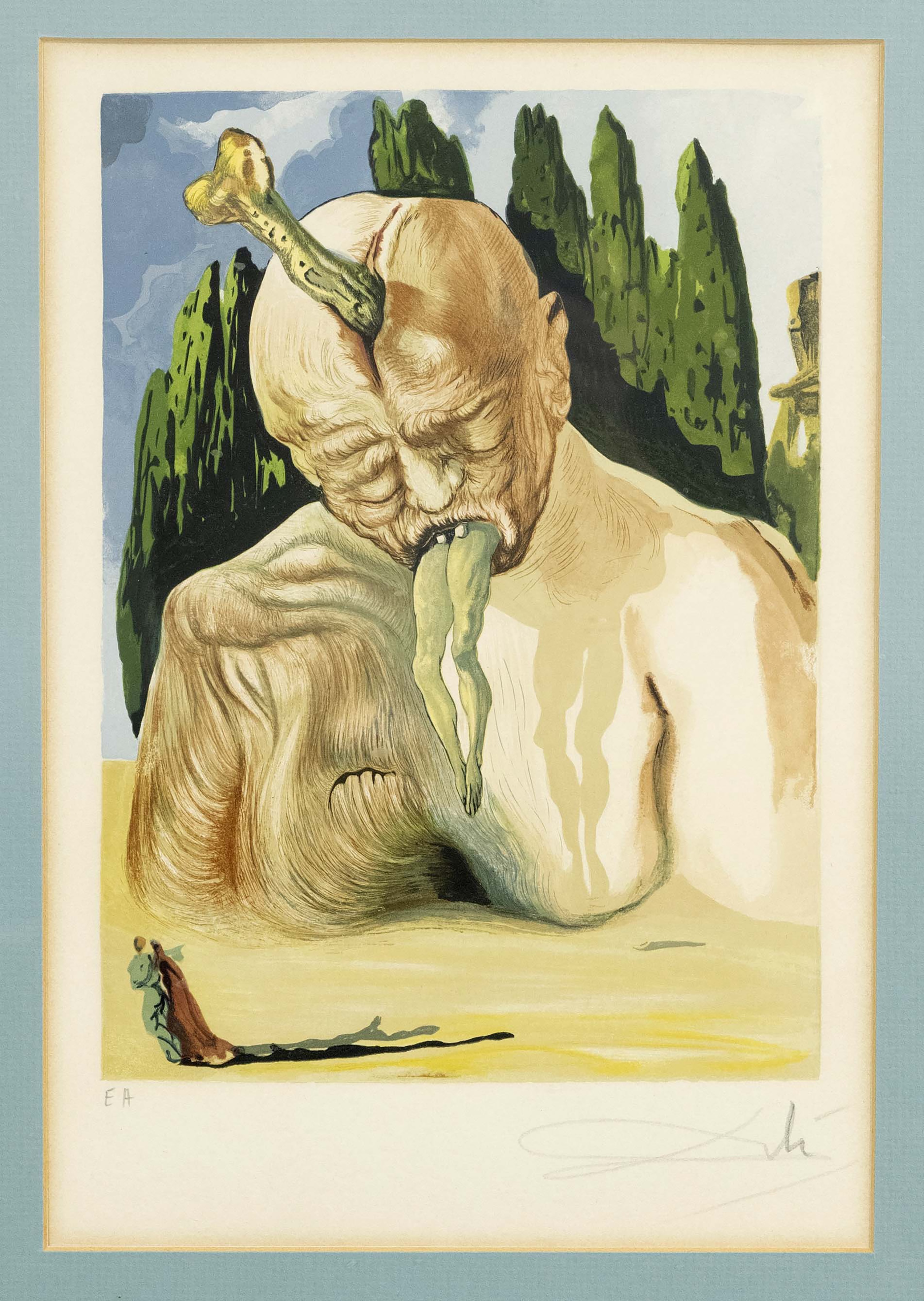 薩爾瓦多.達利,《神曲》系列,第27號:〈邏輯學魔鬼〉,1960,石版印刷,25 × 18公分。© Savlavor Dalí, Fundació Gala-Salvador Dalí / VG Bild-Kunst, Bonn, 2025.