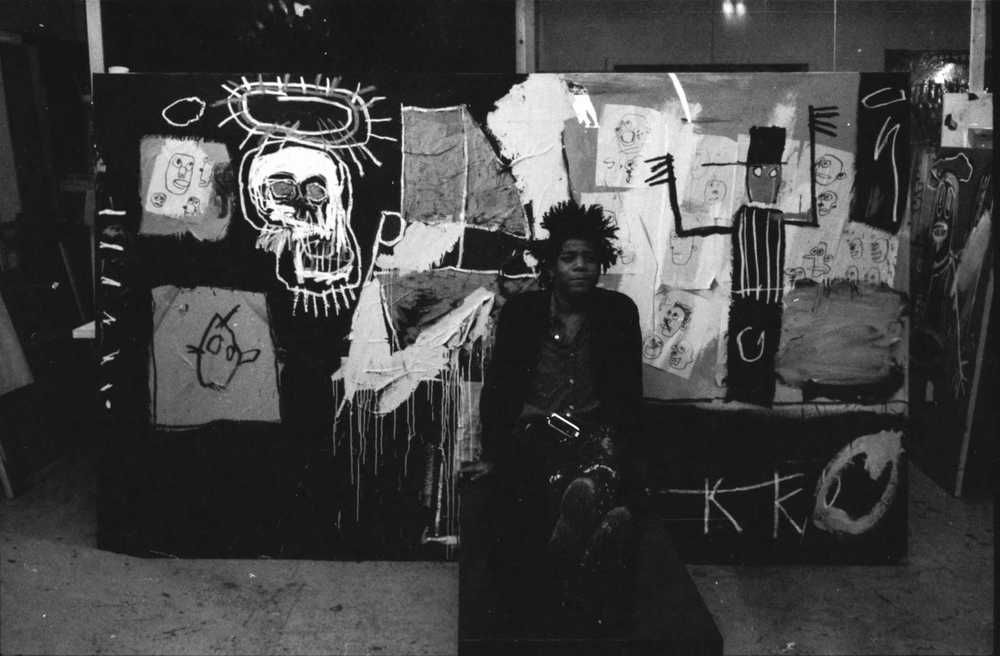 Artist Jean-Michel Basquiat in his studio in New York on 25 June 1982.