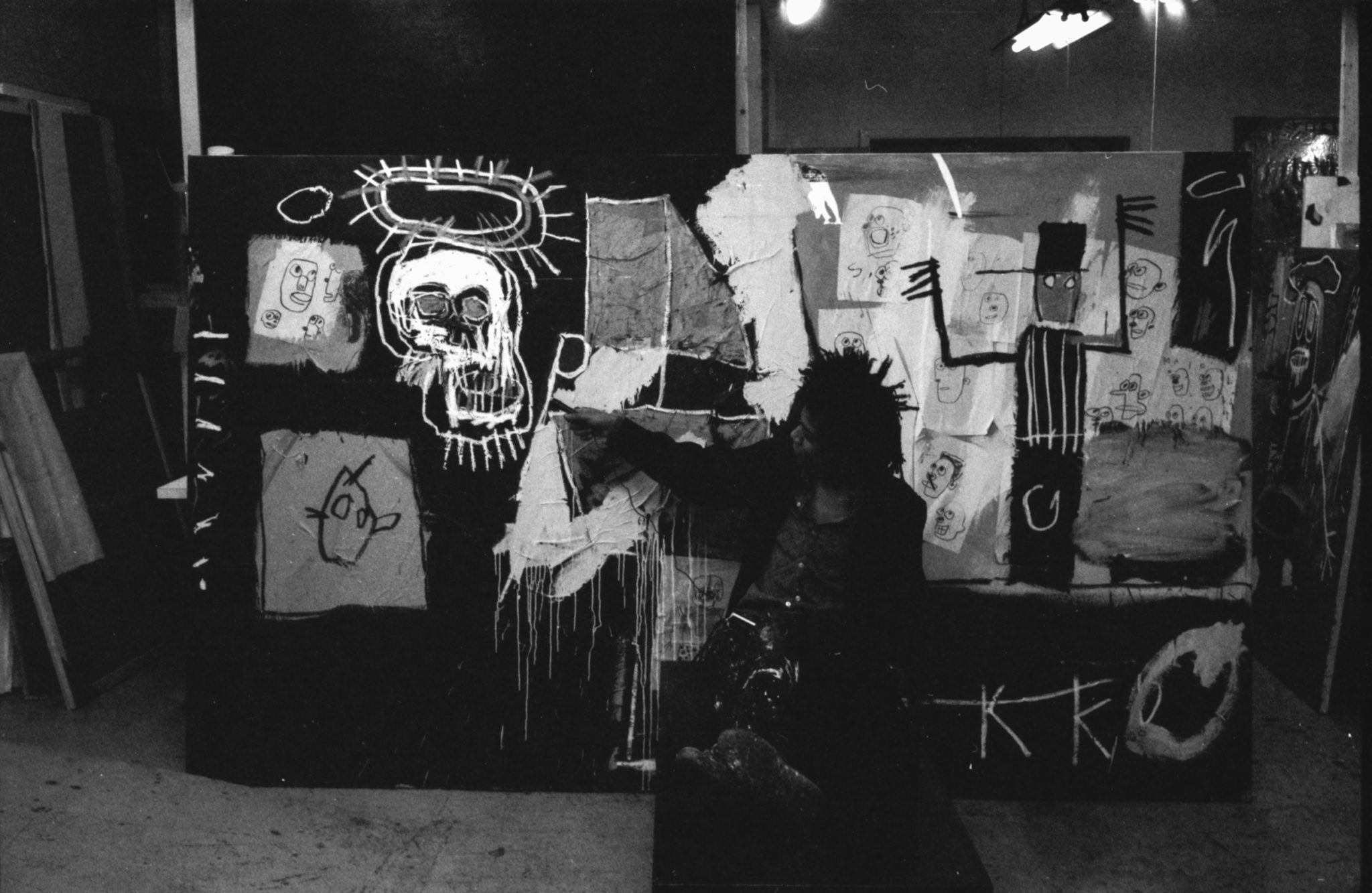 Artist Jean-Michel Basquiat in his studio in New York on 25 June 1982.