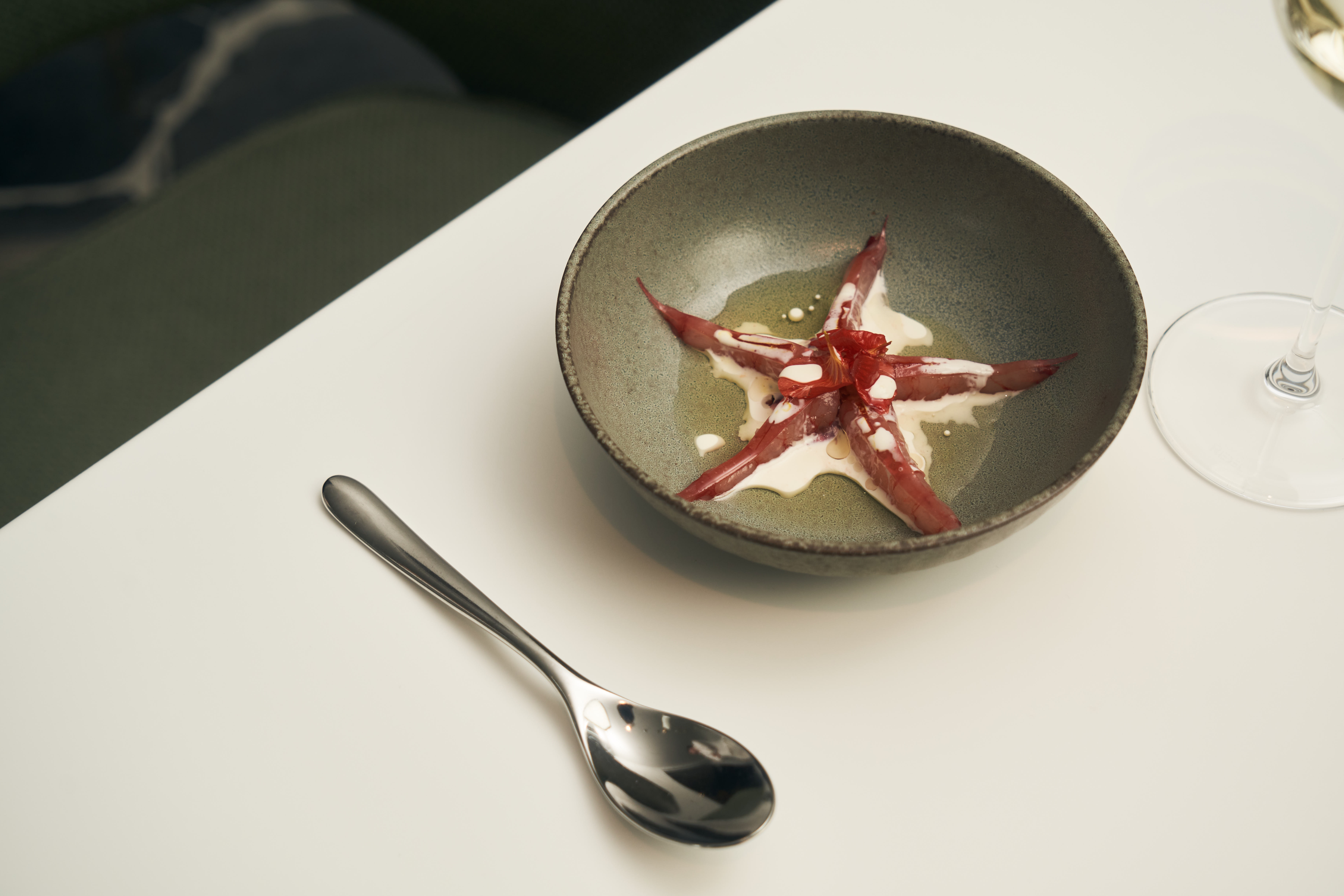 Raw Shrimp with Wasabi, Cherry and Preserved Flowers 宜蘭胭脂蝦 山葵 櫻桃